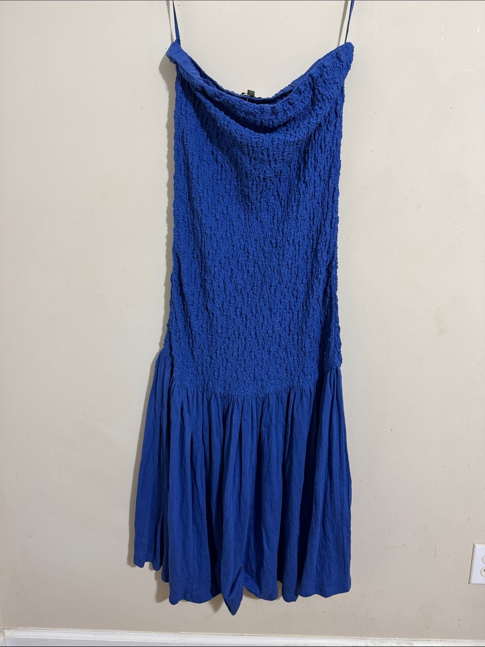 NWT Anthropologie Celandine Blue Smocked Drop-Waist Midi Dress M Resortwear Boho